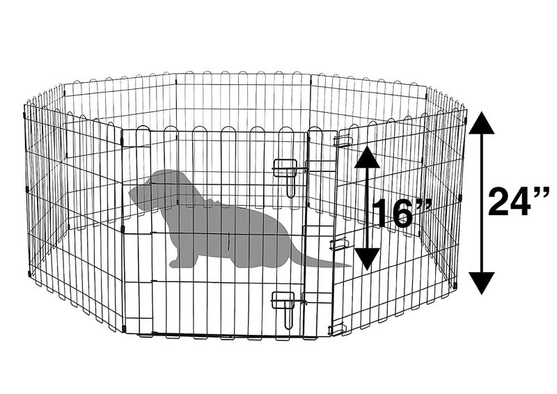 KittuPet Foldable Metal Pet Dog Exercise Fence Pen with Gate - 24 Inches, Extra Small - Image 2