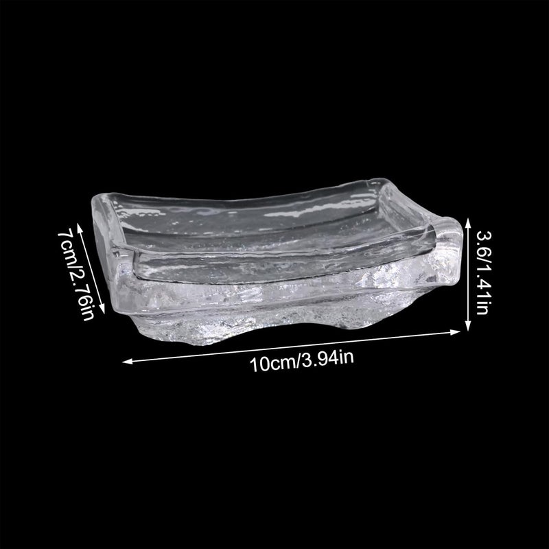 yueton 1 Pack Glass Sauce Dishes Seasoning Dish Creative Icebergs Shape Sauce Dish Sauce Dipping Plate Appetizer Tray Clear Sauce Holder Sushi Holder Soy Sauce Dish - Image 2