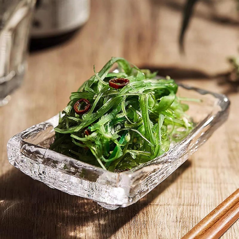 yueton 1 Pack Glass Sauce Dishes Seasoning Dish Creative Icebergs Shape Sauce Dish Sauce Dipping Plate Appetizer Tray Clear Sauce Holder Sushi Holder Soy Sauce Dish - Image 5