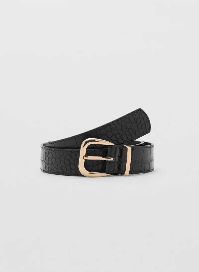 MANGO Crocodile-Effect Belt