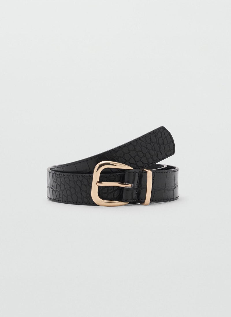 MANGO Crocodile-Effect Belt  - Image 1