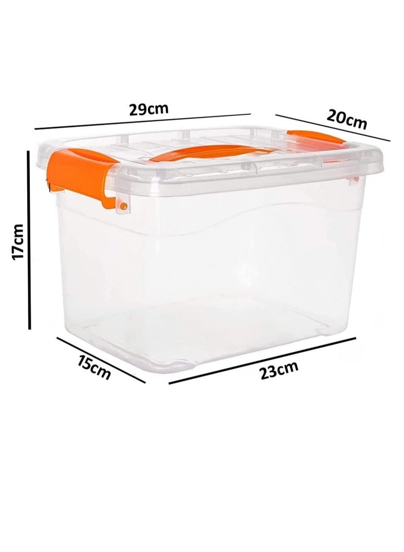 Premify 4pcs Plastic Storage Boxes 5 L Clear Stackable Containers With Lockable Lids Transparent Box for Storing Toys, Shoes, Kitchen Items, Snacks, Tools, Medicine - Image 2