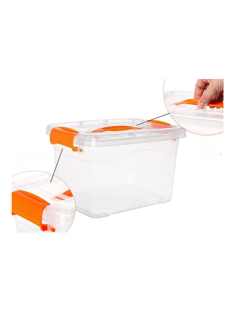 Premify 4pcs Plastic Storage Boxes 5 L Clear Stackable Containers With Lockable Lids Transparent Box for Storing Toys, Shoes, Kitchen Items, Snacks, Tools, Medicine - Image 3