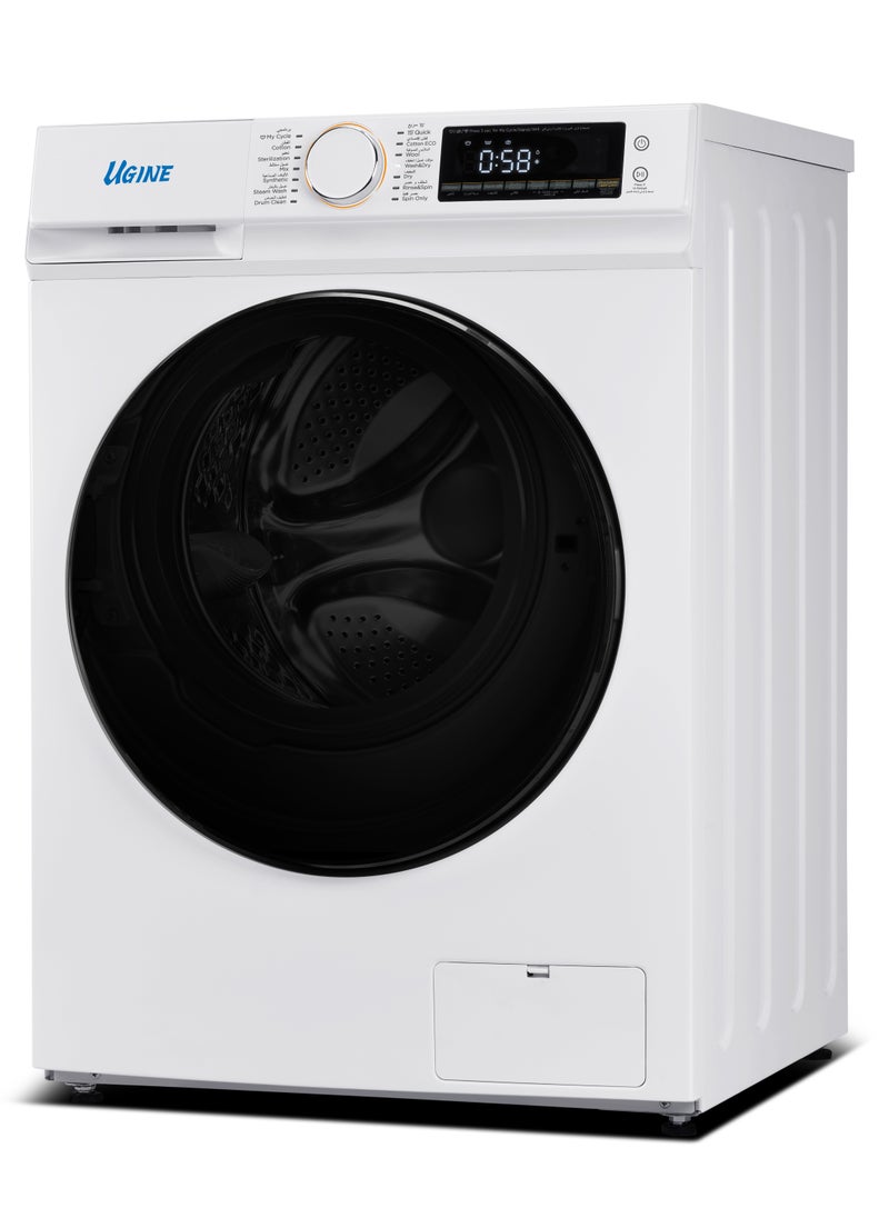 UGINE Ugine Front Load Washing Machine 13kg, WiFi, 100% Thermal Drying, Inverter, 23% Energy Saving, 11% Less Noise, White, UWMFLC13W  - Image 3