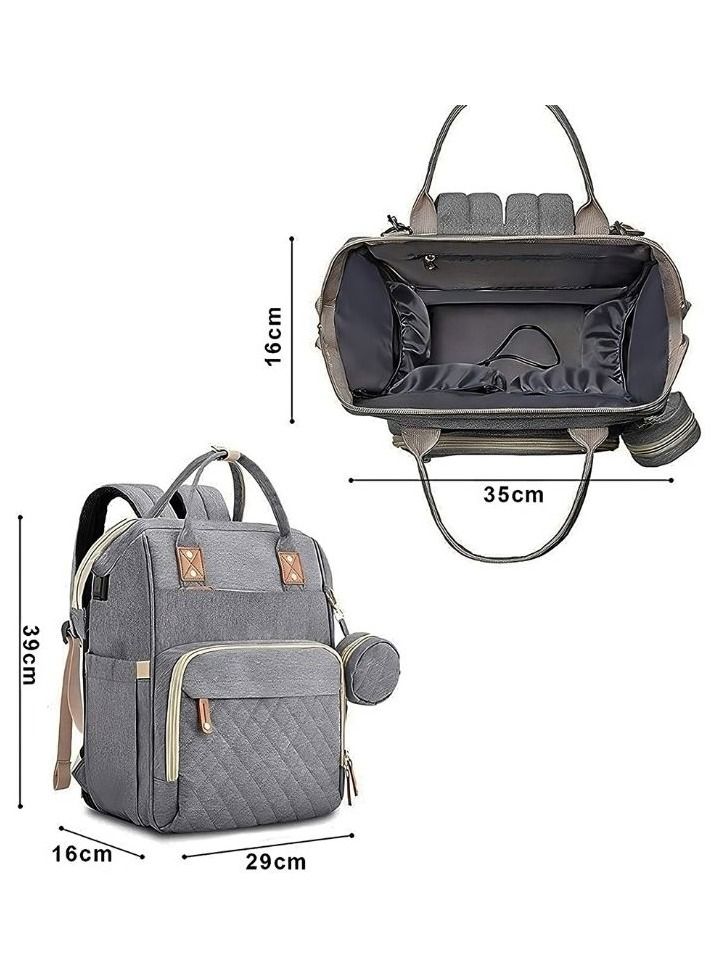 حقيبة ظهر للحفاضات حقيبة الطفل حقيبة الحفاض بسعة كبيرة حقيبة للأم والأب مع منفذ شحن USB - Image 5