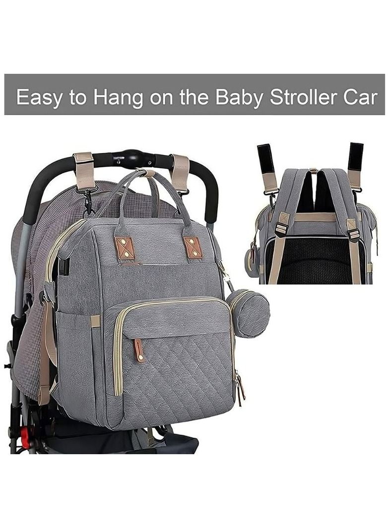 حقيبة ظهر للحفاضات حقيبة الطفل حقيبة الحفاض بسعة كبيرة حقيبة للأم والأب مع منفذ شحن USB - Image 3