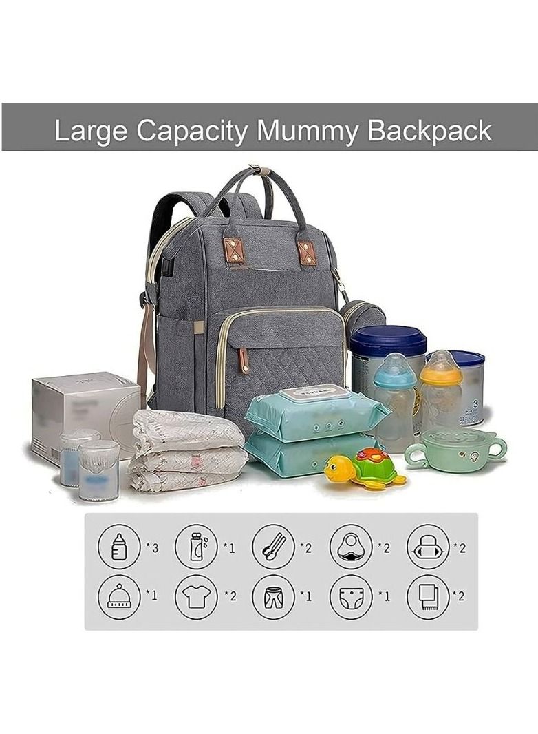 حقيبة ظهر للحفاضات حقيبة الطفل حقيبة الحفاض بسعة كبيرة حقيبة للأم والأب مع منفذ شحن USB - Image 4