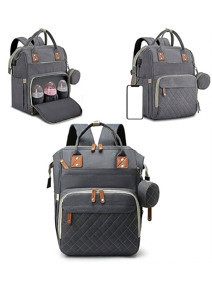 حقيبة ظهر للحفاضات حقيبة الطفل حقيبة الحفاض بسعة كبيرة حقيبة للأم والأب مع منفذ شحن USB - Image 1