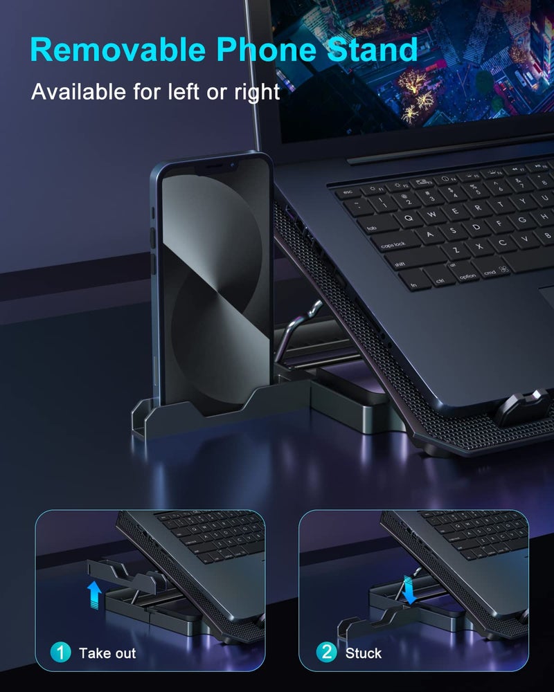 KeiBn Laptop Cooling Pad, Gaming Laptop Cooler 2 Fans for 10-15.6 Inch Laptops, 5 Height Stands, 2 USB Ports (S039) - Image 5