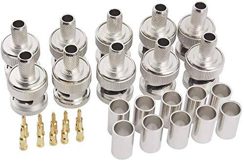 eifagur （Pack of 10） BNC Male Q9 Plug Crimp for RG6 5D-FB LMR300 Cable RF Coaxial Adapter Connector - Image 1