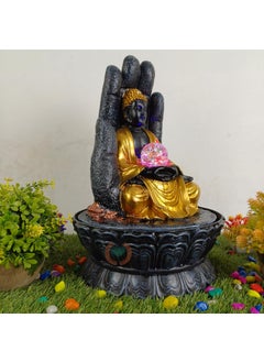 MERUPAM Merupam Hand Buddha Water Fountain for Home Decor with Multicolor LED Light with Crystal Ball Indoor Water Fountain for Home Decoration Showpiece Office Temple Decor M28  - Image 2
