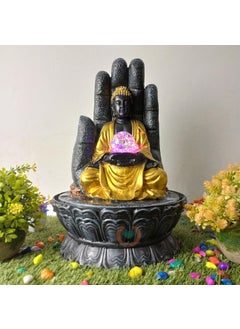 MERUPAM Merupam Hand Buddha Water Fountain for Home Decor with Multicolor LED Light with Crystal Ball Indoor Water Fountain for Home Decoration Showpiece Office Temple Decor M28  - Image 1