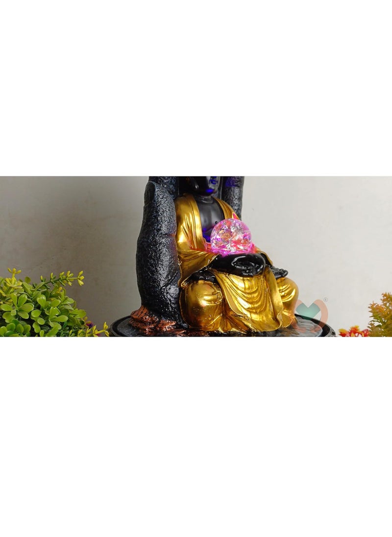 MERUPAM Merupam Hand Buddha Water Fountain for Home Decor with Multicolor LED Light with Crystal Ball Indoor Water Fountain for Home Decoration Showpiece Office Temple Decor M28  - Image 5
