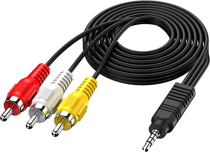 Eanetf 3.5mm to RCA Camcorder Handycam AV Audio Video Output Cable, 3.5mm 1/8" TRRS to 3 RCA Male Plug AUX Cable Cord for TV,Smartphones,MP3, Tablets,Speakers,Home Theater - 5ft - Image 2