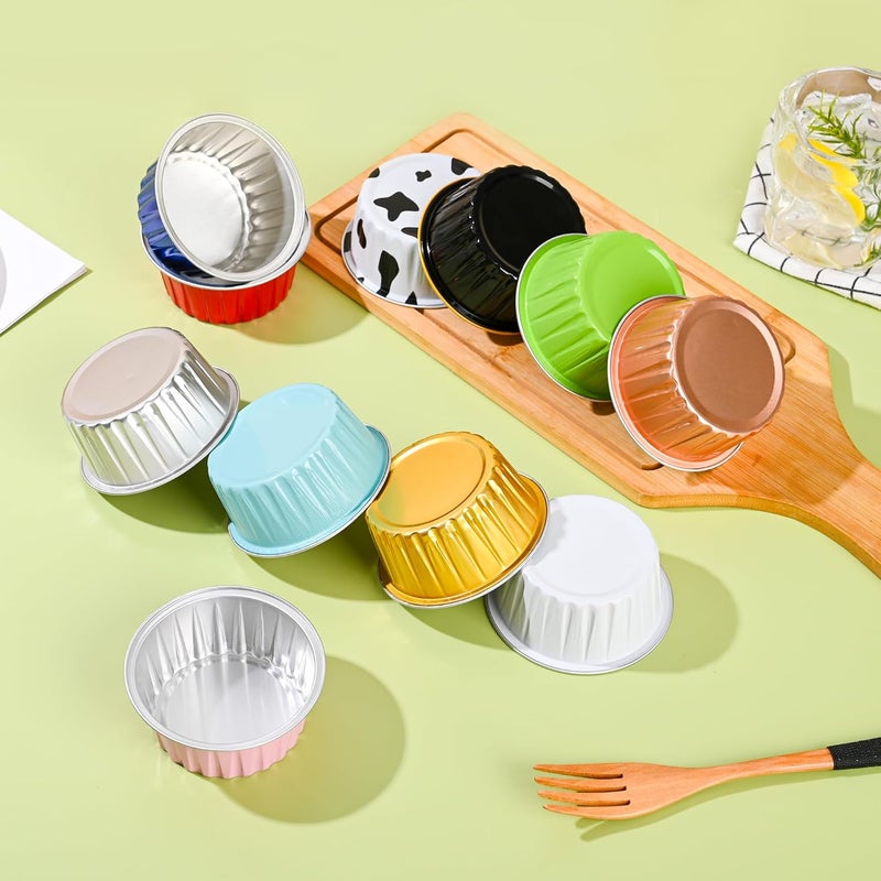 Findful Mini Aluminum Foil Cupcake Baking Cups with Lids (40pcs, 5oz) Round Cupcake Foil Liners Tart Pie Tin Pan Holder - Disposable Mini Cake Containers Flan Molds for Pudding, Souffle, Party, Wedding - Image 2