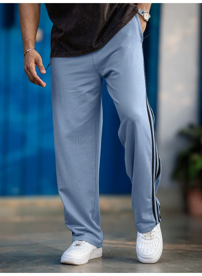 Maniac  Maniac Mens ColorBlock Light Blue Color Baggy Fit Pant for Men | Best Price UAE