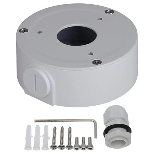 MAXXION Waterproof Security Camera Mount – Durable ABS Junction Box for Bullet & Dome Cameras.Conceals Cables and installs Easily for Outdoor CCTV. (Heavy Plastic Small Round Camera Box) - Image 1