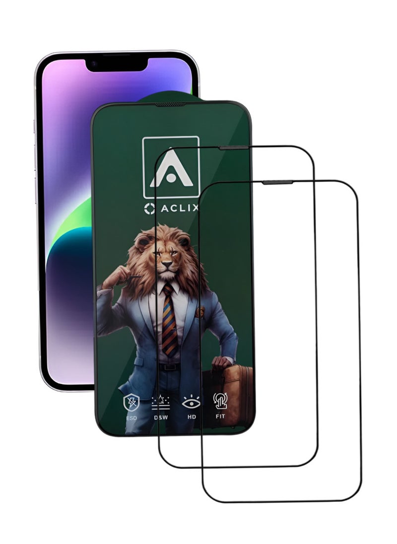 ACLIX 2 Pieces Antistatic ESD Dustproof Premium Quality High Definition Tempered Glass Screen Protector Designed For  iPhone 14 Plus - Image 1