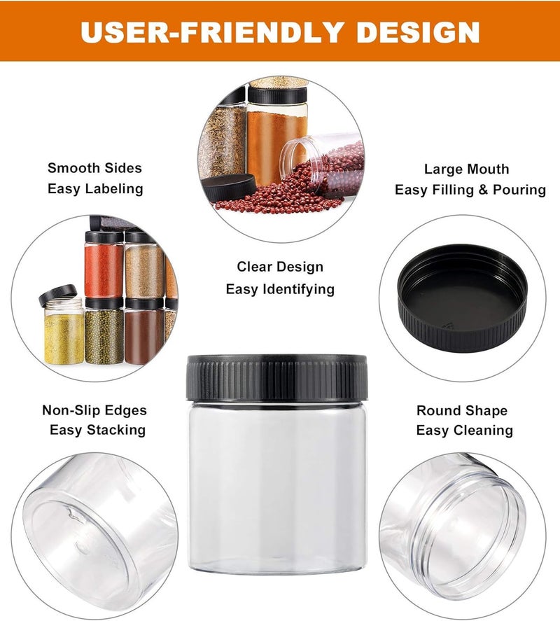 RAINBOWTIE Plastic Food Storage Box Jars With Lids Slime Containers 8oz-30 Pack-Leakproof Round Plastic Containers for Kitchen Pantry-Ideal For Home Storage-With 30 Chalkboard Stickers - Image 5