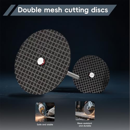 Oligitdi 27 Pcs Cutting Wheel Set for Rotary Tool Double Mesh Cutting Discs Set, 32mm, 27 Pieces with 2 Mandrels, Wear-Resistant for Multi-Purpose Use - Image 3
