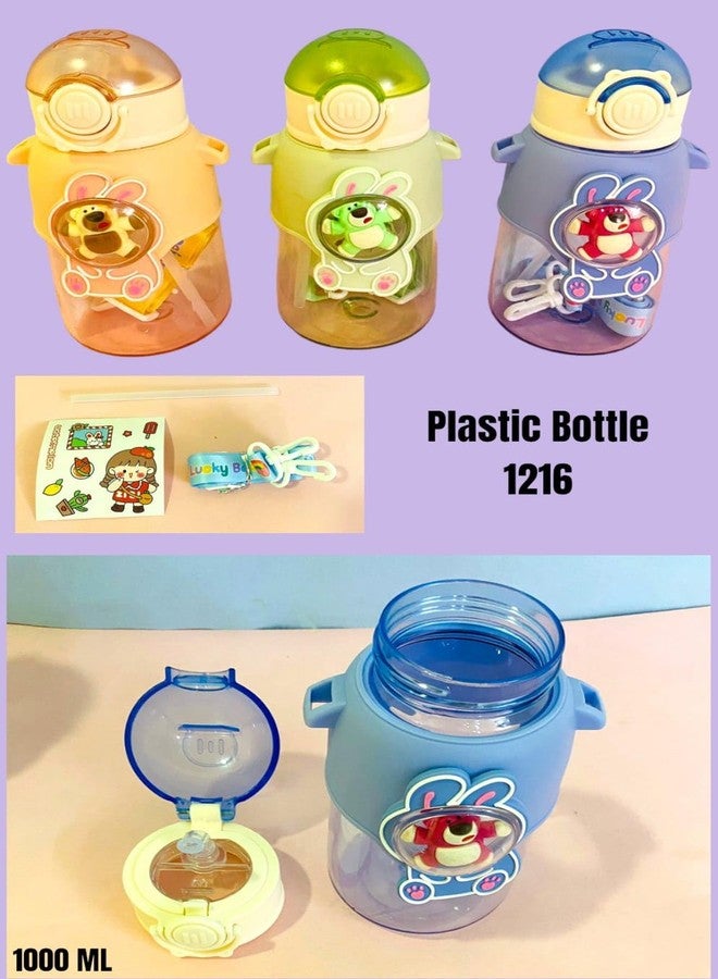 Neel® Designer Water Bottle for Kids for School, Hanging Water Bottle, Bottle for Kids, Bottle with Straw Cute Hanging Bottle Birthday gift for Kids 1pcs Fancy Water Bottle Tumbler for Kids (Style 9) - Image 2