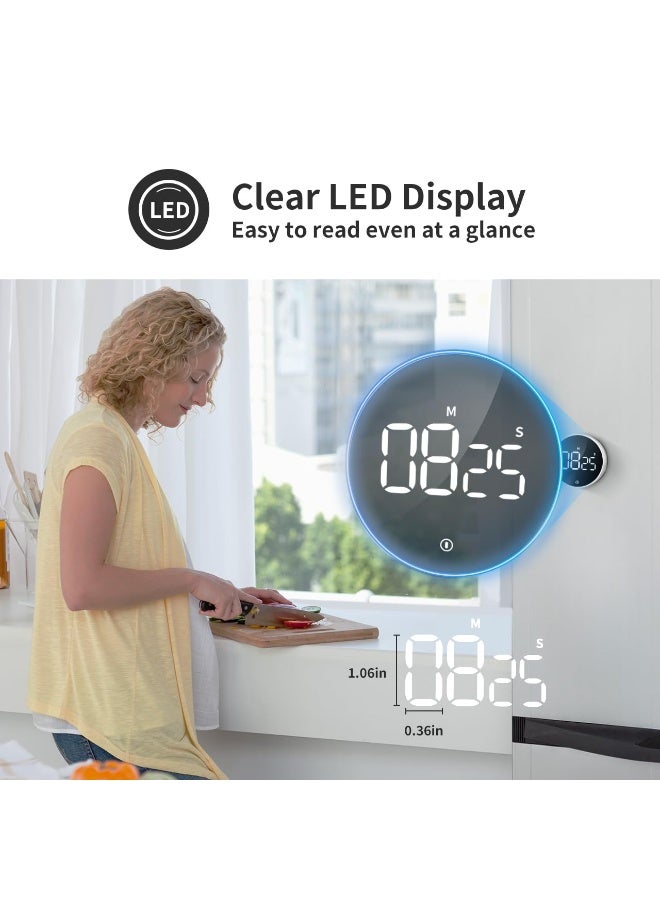 Fasola Digital Kitchen Timer: Large LED Timer with Magnetic Countdown Timer with 3-Level Volume and Strong Magnet, Easy to Use for Elderly Kids(White) - Image 5