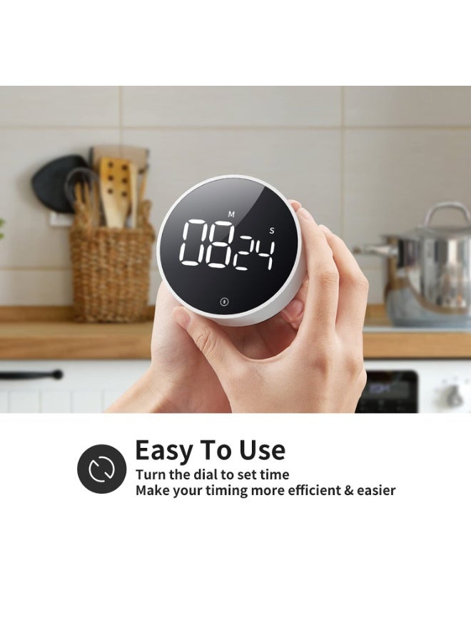 Fasola Digital Kitchen Timer: Large LED Timer with Magnetic Countdown Timer with 3-Level Volume and Strong Magnet, Easy to Use for Elderly Kids(White) - Image 3