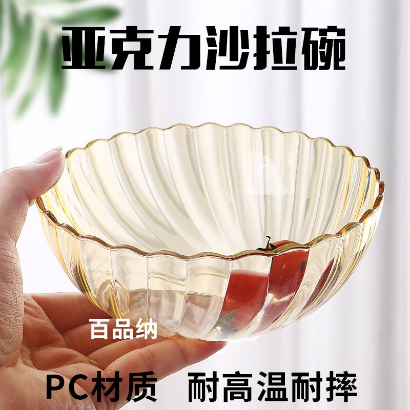 Acrylic Salad Bowl Color Vegetables Large High Temperature Plastic Pc Tea Fruit Basin Restaurant Wash Washing Gu El - Image 2