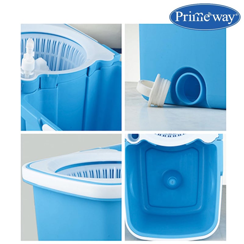 Primeway مسحاة برايمواي® ذات دلوين مع دوران 360 درجة لتنظيف الأرضيات مع فاصل للمياه النظيفة والوسخة مع 2 قطع من الألياف الدقيقة 34 سم، 6 لتر، أخضر - Image 5