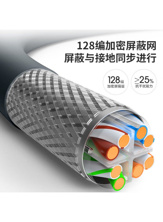 Ofnpftth Stable Connection Oxygen-free Pure Copper Core Double Shielded Cat6a Class Ten Gigabit Broadband Network Twisted Pair Cable Grey 50 Meters Full Box 5g Engineering Home Decoration Household Us - Image 2