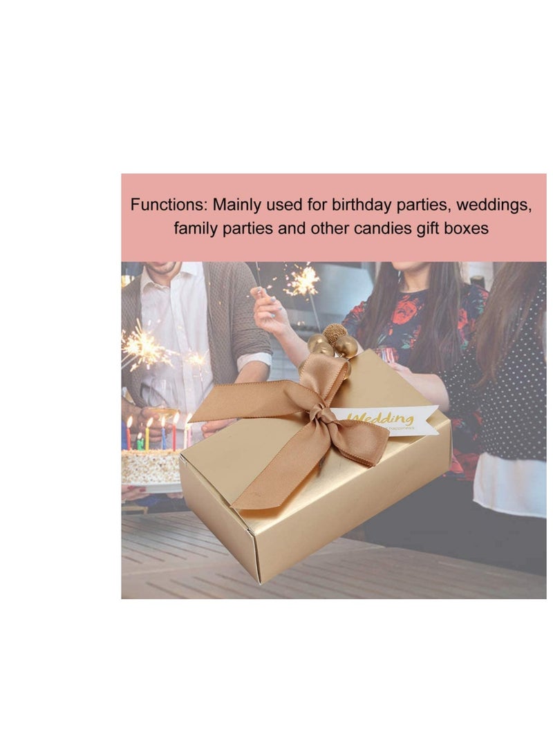 SYOSI 25Pcs Champagne Color Candy Gift Boxes Chic Wedding Favour Boxes With Bowknot For Wedding Party Baby Shower Favor Graduation Gift Festival GiftGold - Image 4