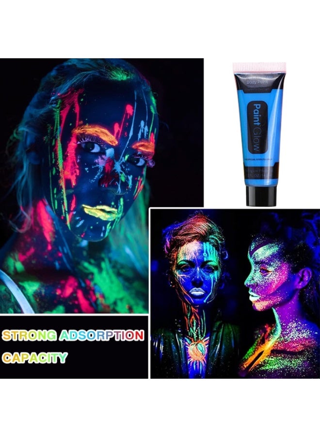 6 Pcs Glow in Dark Face Body Paint, Washable Neon Face Body Paint, Neon Body Makeup Glow in the Dark Party Supplies, Black Light Face Makeup for Party Cosplay Masquerade - Image 5