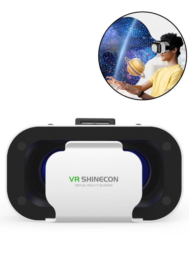 VR SHINECON Adjustable HD 3D VR Glasses, Blu-ray Eye Protection Virtual Reality Headset with 4.7 to 6.5 Inch iOS and Android Smartphones, Suitable for Mobile Games and Movies, Lightweight Design, White - Image 1