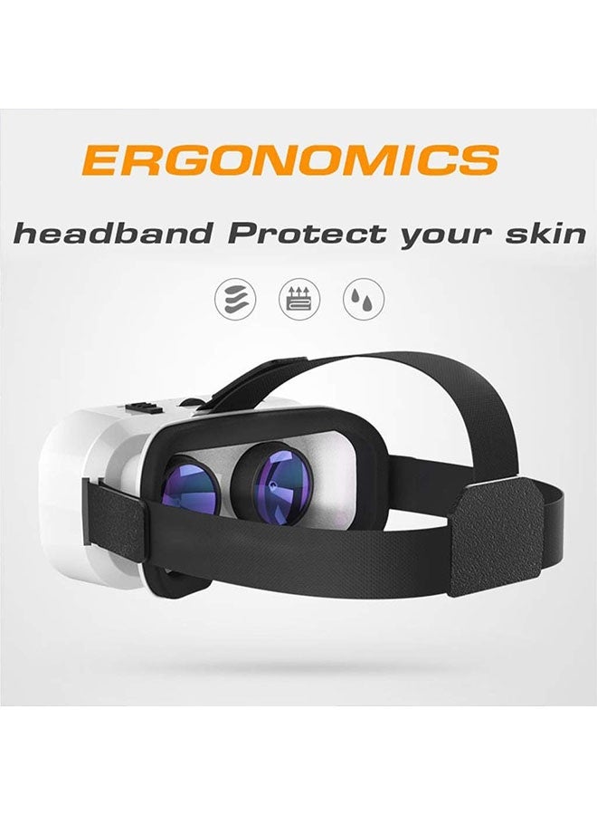 VR SHINECON Adjustable HD 3D VR Glasses, Blu-ray Eye Protection Virtual Reality Headset with 4.7 to 6.5 Inch iOS and Android Smartphones, Suitable for Mobile Games and Movies, Lightweight Design, White - Image 4