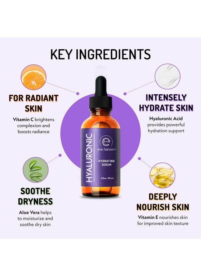 Eve Hansen - Hyaluronic Acid Serum For Face (2 Oz) | Hydrating Face Serum With Vitamin C + E, Wrinkle Filler, Moisturizer, And Natural Plumper | Cruelty Free, Vegan Anti Aging Serum - Image 1