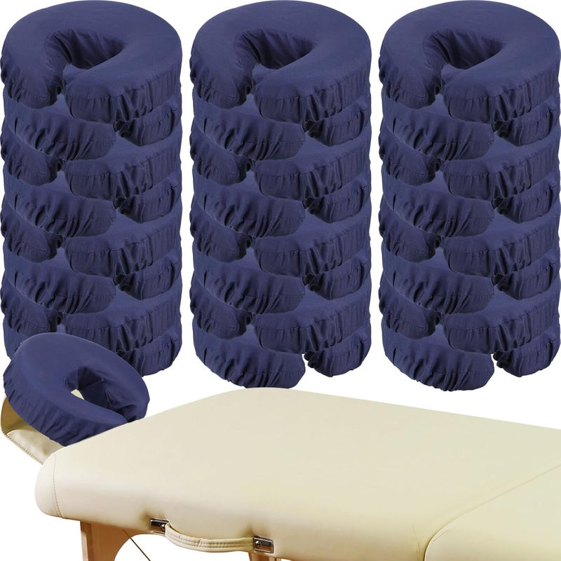 24 Pcs Face Cradle Covers for Massage Table Microfiber Reusable Soft Thicker Massage Table Head Rest Covers Bulk Oil Proof Headrest Cradle Sheets for Spa Beauty Salons Navy Blue