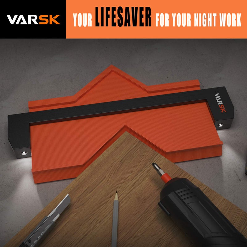 VARSK أداة قياس محيط Varsk مع ضوء 5+10 بوصة - شكل ناسخ فائق وأداة مخطط تفصيلي هدايا للرجال، أدوات رائعة للرجال، أدوات يدوية لتحسين المنزل، قياس أدوات النجارة - Image 5