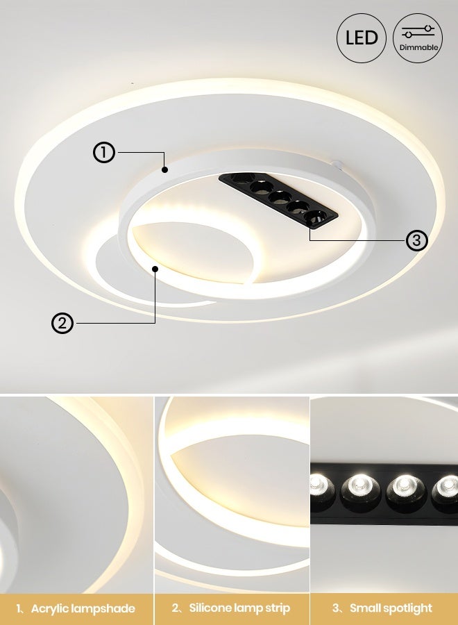 YATAI LIGHTING Modern Geometric LED Ceiling Light 46cm, 100W Dimmable Round Fixture with Grille Spotlights, Adjustable 3000K–6000K Color for Bedroom, Living Room - Image 4