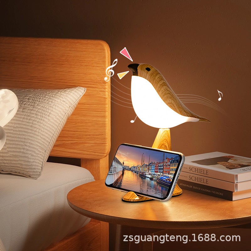 Creative USB Rechargeable Magpie Table Lamp with Sound, Multifunctional Bedside Lamp with Phone Holder and Aromatherapy - Image 2