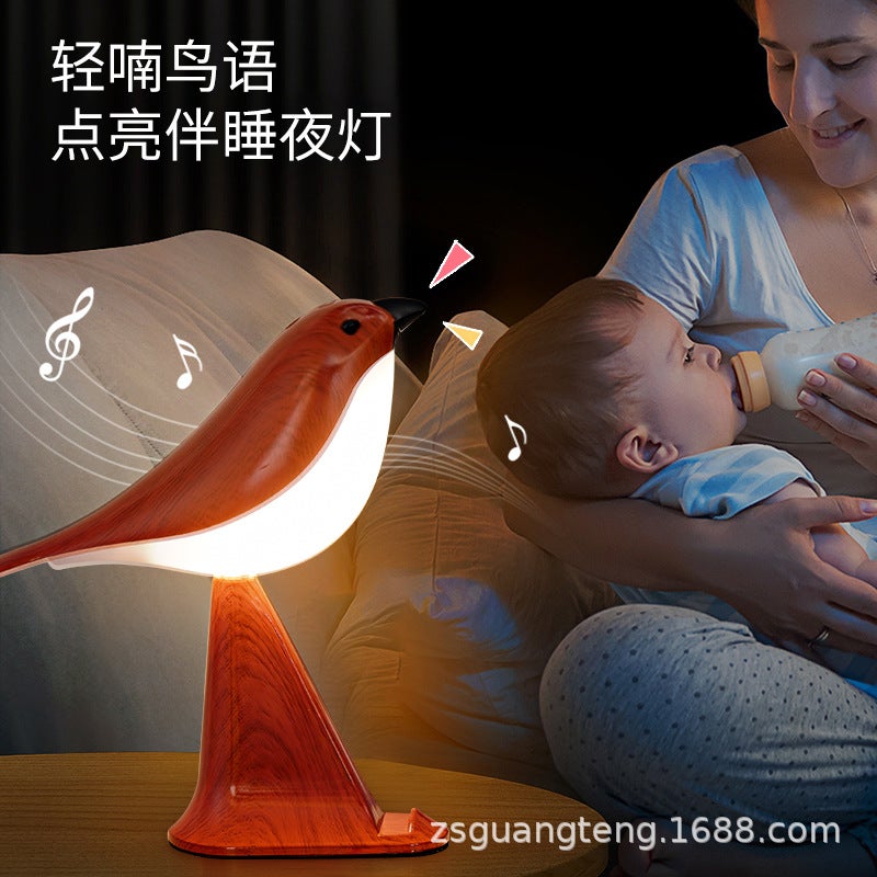 Creative USB Rechargeable Magpie Table Lamp with Sound, Multifunctional Bedside Lamp with Phone Holder and Aromatherapy - Image 4