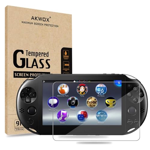 AKWOX Screen Protector Compatible with PS Vita 2000 (Pack of 2), Premium HD Clear 9H Tempered Glass Screen Protective Film Max Clarity High Touch Accuracy Film - Image 1