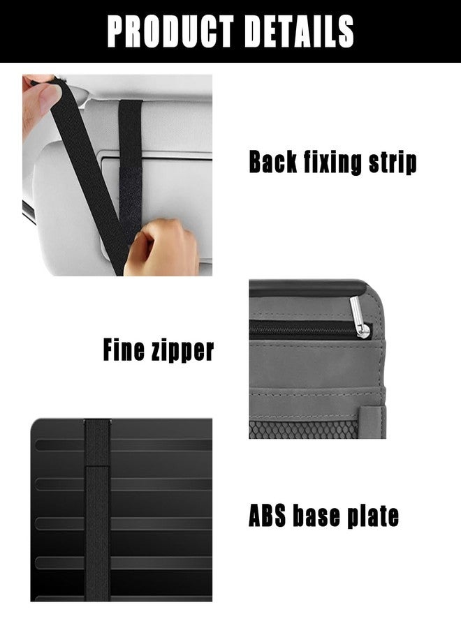 Yourkar Car Sun Visor Organizer, Soft Leather Surface Eyeglasses Note Card Holder Car Storage Bag, Scratch-Resistant Waterproof Auto Sunshade Organizer Bag, Car Accessories (Gray) - Image 3