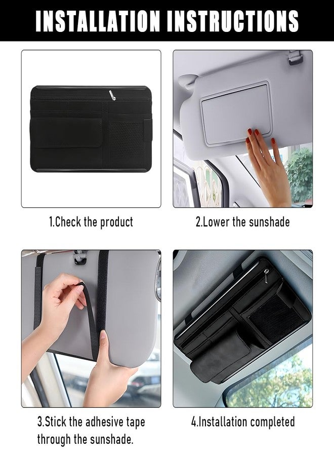 Yourkar Car Sun Visor Organizer, Soft Leather Surface Eyeglasses Note Card Holder Car Storage Bag, Scratch-Resistant Waterproof Auto Sunshade Organizer Bag, Car Accessories (Gray) - Image 5