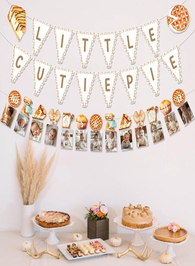Balterever Cutie Pie 1st Birthday Decoration Pie Theme Baby Shower Party Banner Pie First Birthday Monthly Photo Banner Sweet as Pie First Party Decorations for Baking Cookie First Bday Party Supplies - Image 2