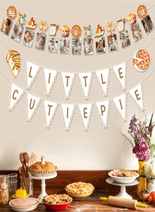 Balterever Cutie Pie 1st Birthday Decoration Pie Theme Baby Shower Party Banner Pie First Birthday Monthly Photo Banner Sweet as Pie First Party Decorations for Baking Cookie First Bday Party Supplies - Image 3