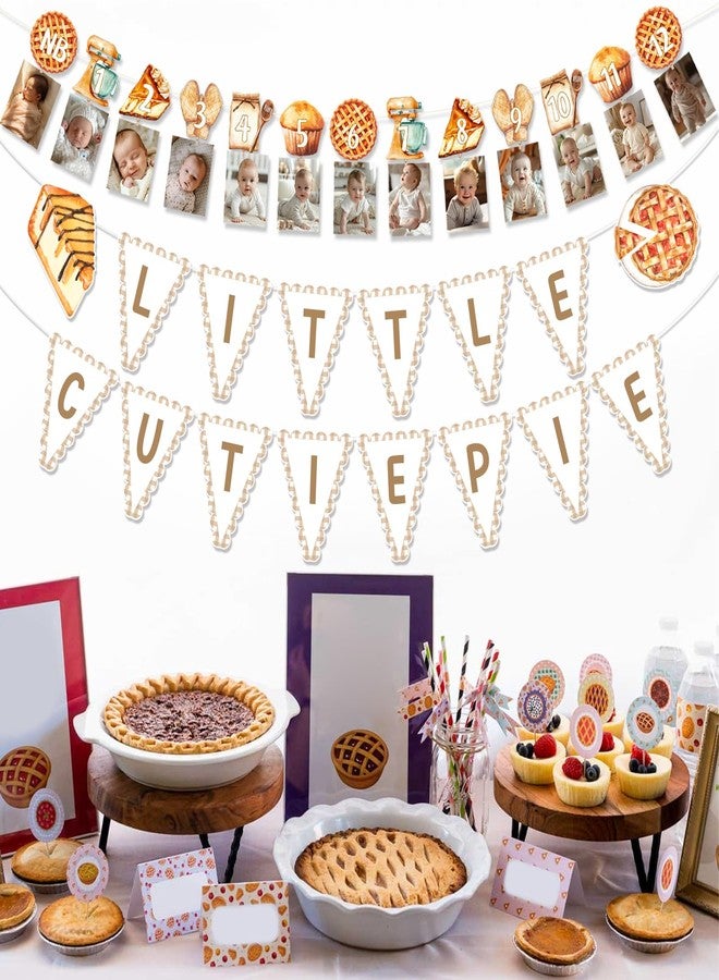 Balterever Cutie Pie 1st Birthday Decoration Pie Theme Baby Shower Party Banner Pie First Birthday Monthly Photo Banner Sweet as Pie First Party Decorations for Baking Cookie First Bday Party Supplies - Image 4