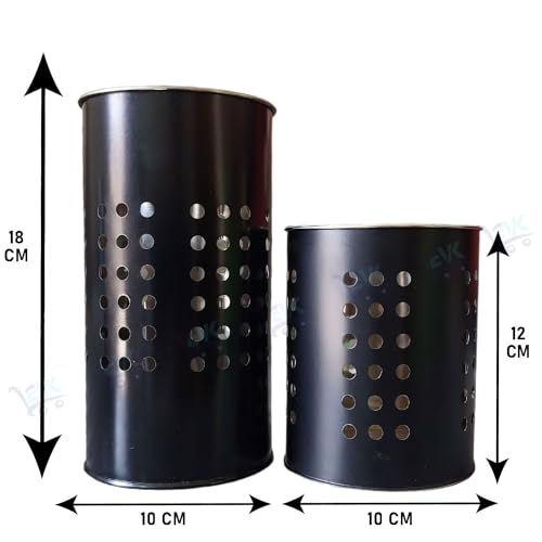 EVK Cutlery Holder for Kitchen & Spatula Holder for Kitchen, Ladle Holder, Spoon Stand for Dining-Combo Stainless Steel Stand Pack Of 2 , 10 x 10 x 10 cm - Image 2
