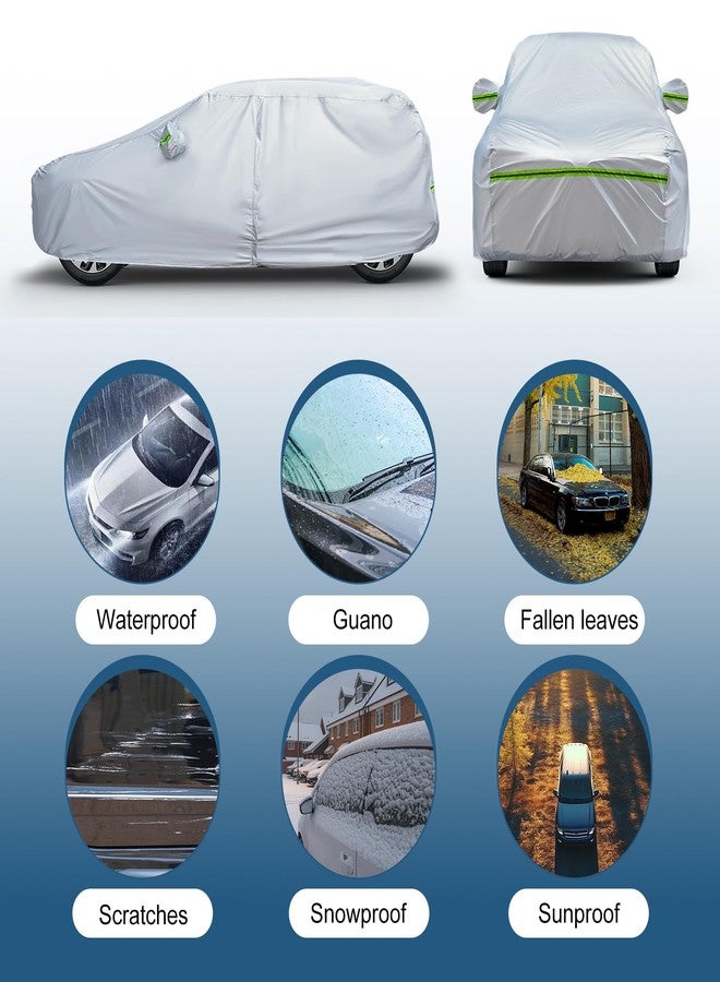 AUQDD 6-Layers Premium Hatchback Car Cover Waterproof All Weather Weatherproof UV Sun Protection Snow Dust Storm Resistant Outdoor Exterior Custom Form-Fit Full Padded Car Cover with Straps -173" K18 - Image 4