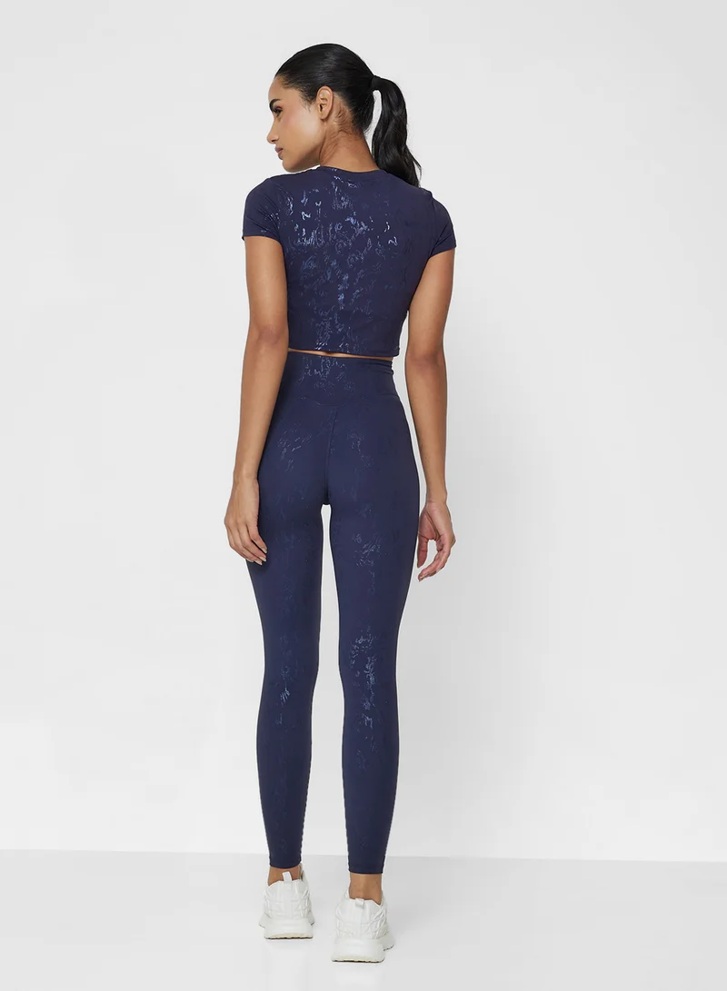 فورورد Sculpting Seamless Marble Print T-shirt & Legging Set