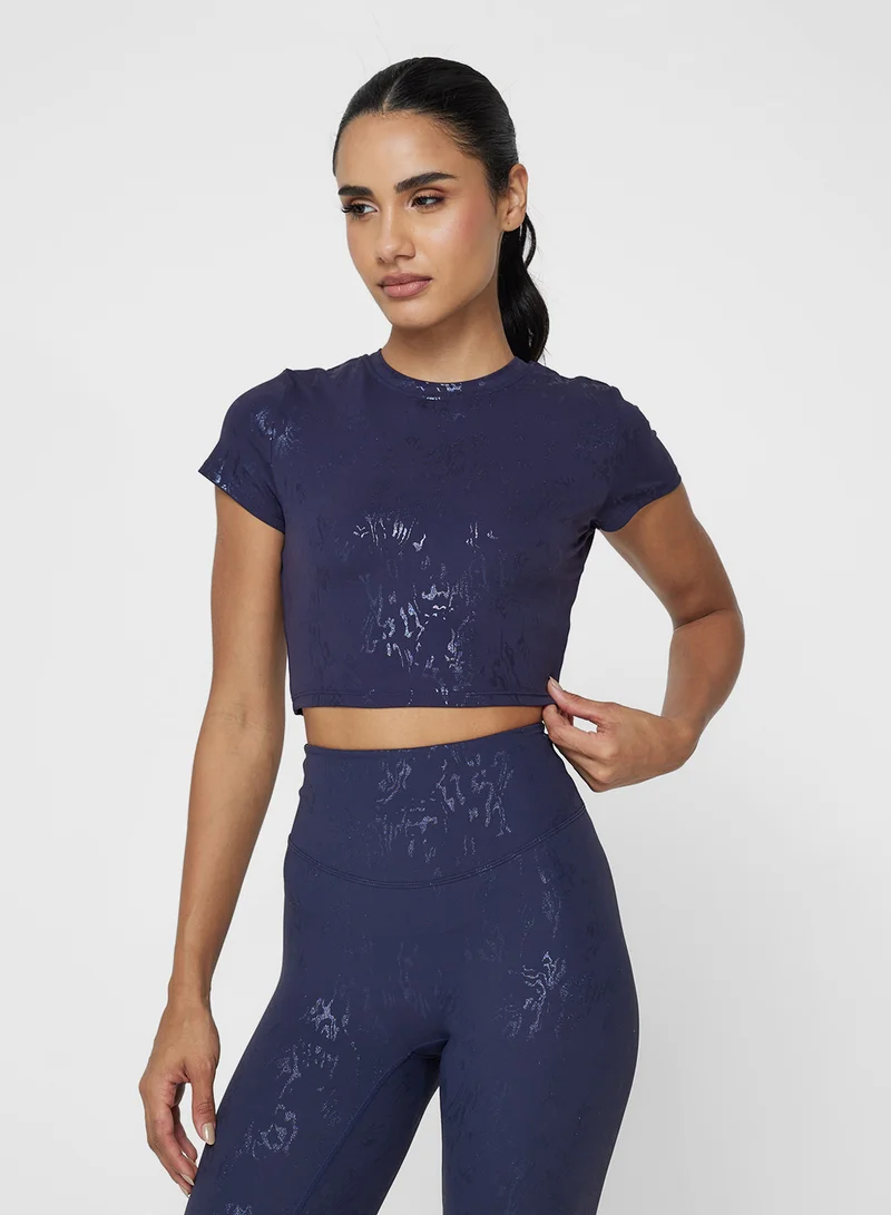 FRWD Sculpting Seamless Marble Print T-shirt & Legging Set